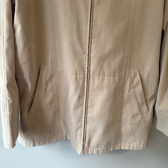 London Fog Light Tan Beige Zippered Jacket with Floral Lining Women’s XL - Picture 9 of 13